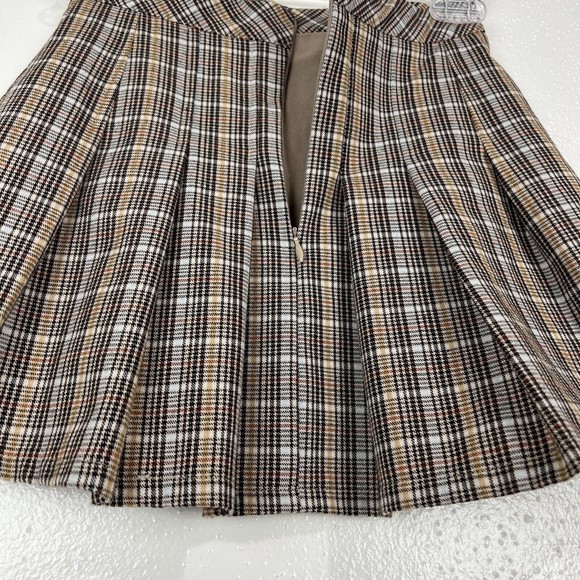 Katie J NYC Skirt Youth Medium Brown Plaid School Girl Pleated Mini A-Line Kids - Picture 10 of 12